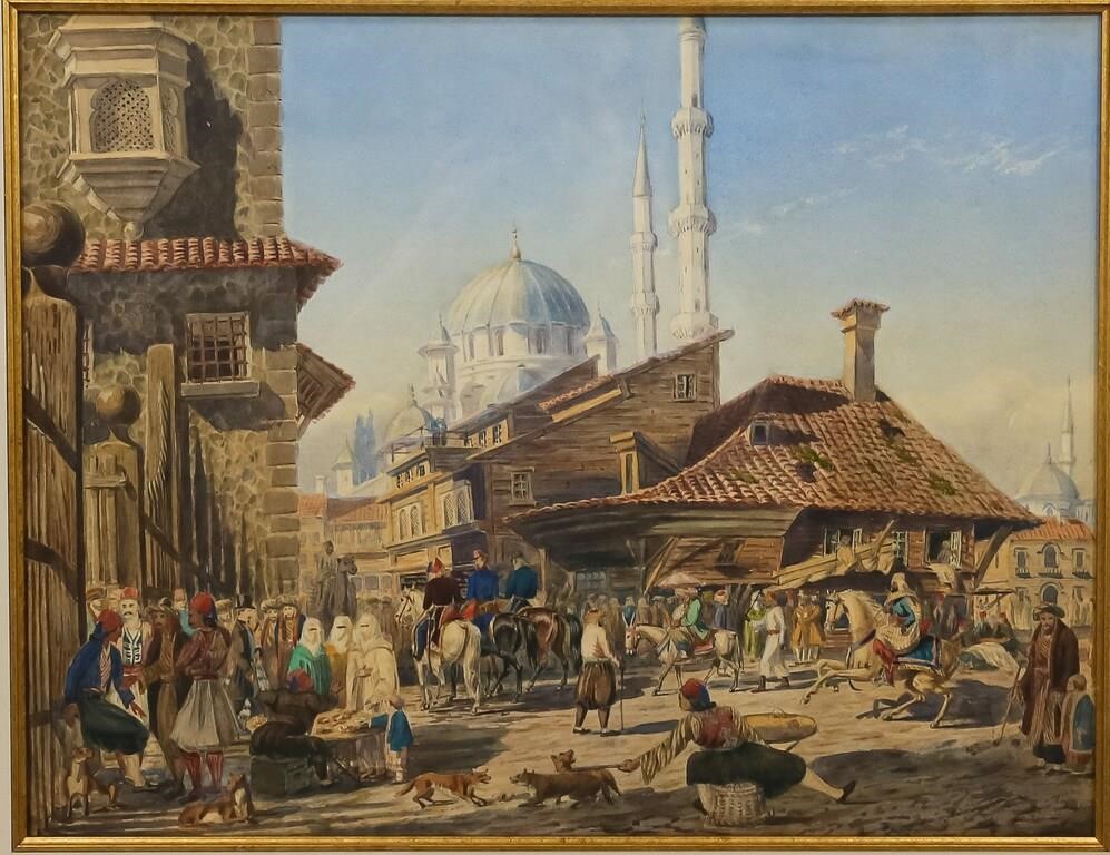 Appraisal: Rear Admiral O J Jones watercolor Yeni Yani Constantinople Gallery