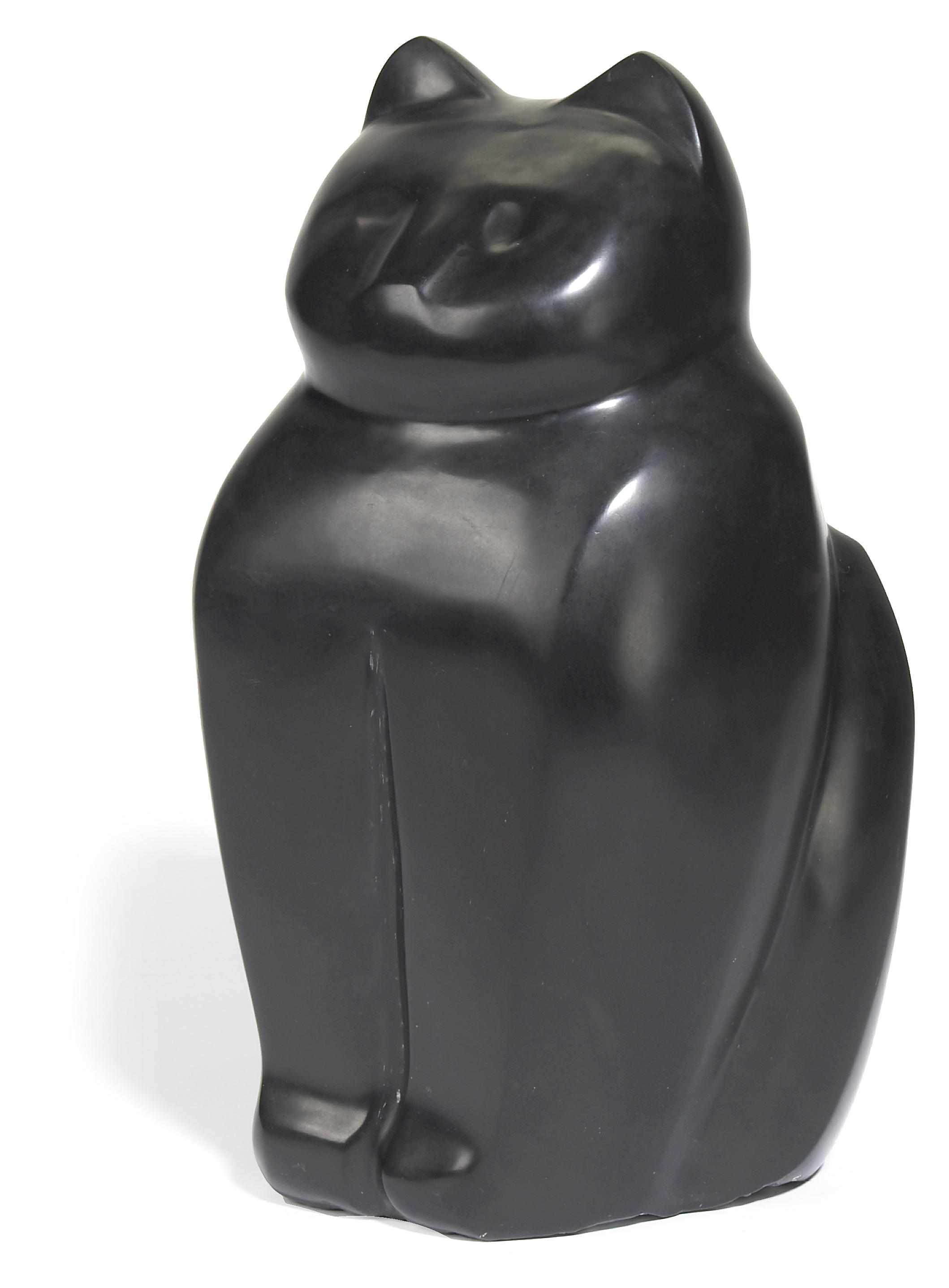 Appraisal: Joseph Goethe American - Cat second half th centurycarved obsidian