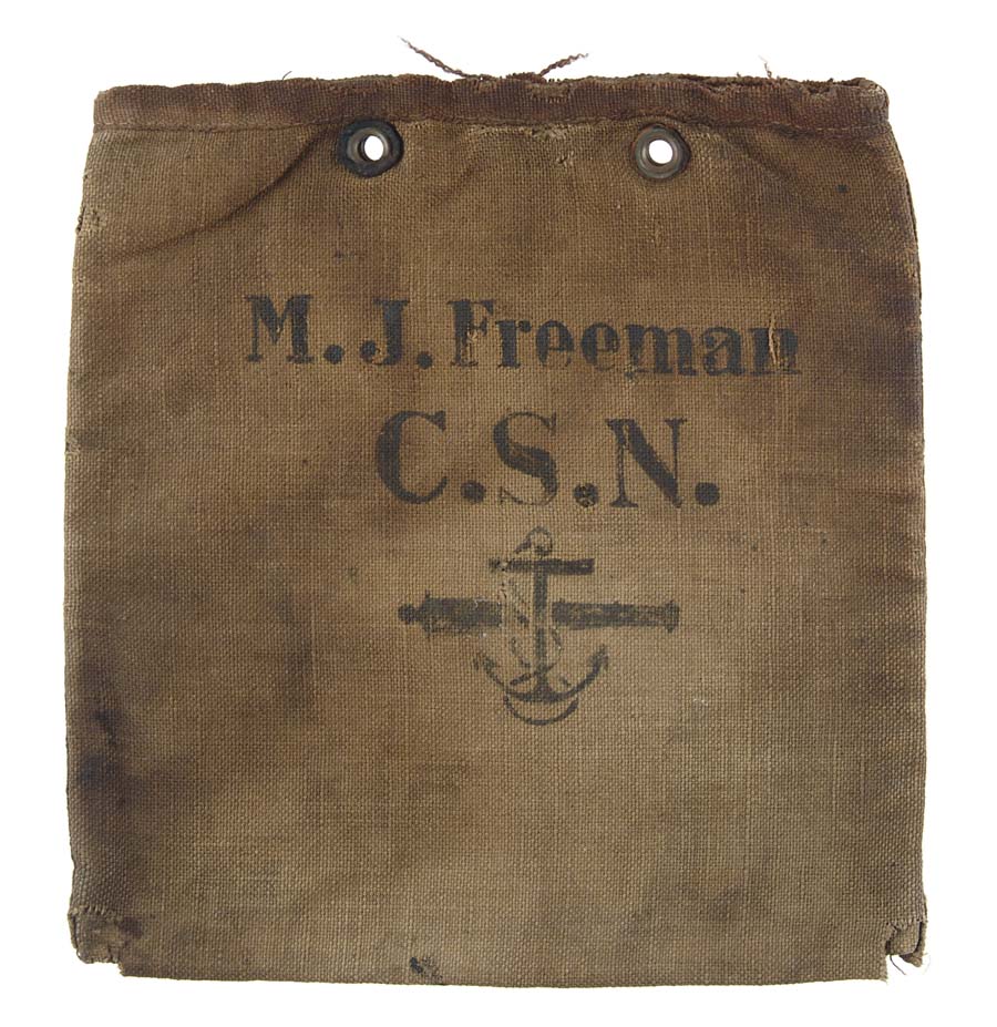 Appraisal: RARE CONFEDERATE CANVAS DITTY BAG STENCILED M J FREEMAN C