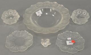 Appraisal: Group of six Lalique crystal pieces including large dish with