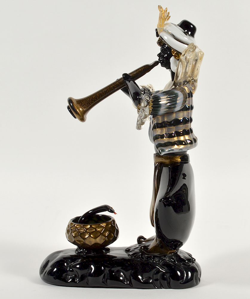 Appraisal: Mario Badioli Murano Snake Charmer Glass Sculpture Murano 'Snake Charmer'