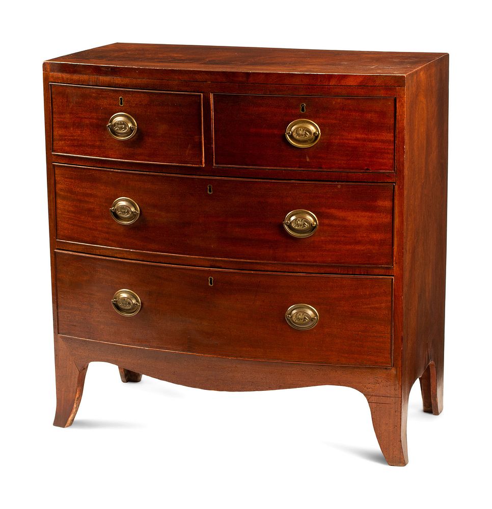 Appraisal: A George III Mahogany Bowfront Chest of Drawers Height x