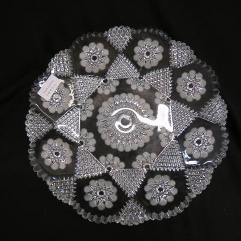 Appraisal: Cut Glass Tray unusual trimmed stars diamond decor