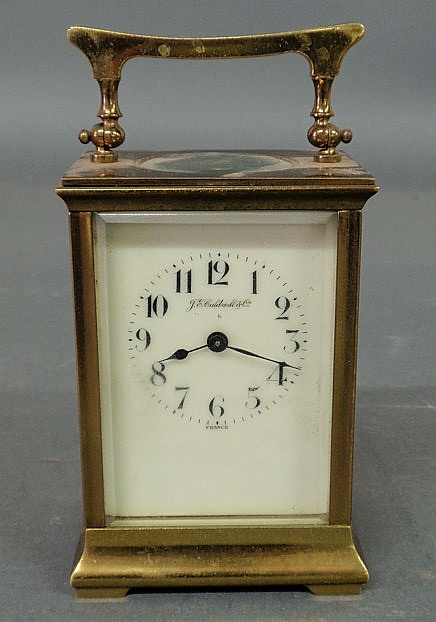 Appraisal: French brass carriage clock with an eleven jewel movement retailed