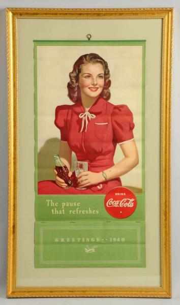 Appraisal: Coca-Cola Calendar Clean bright colors with strong horizontal fold marks