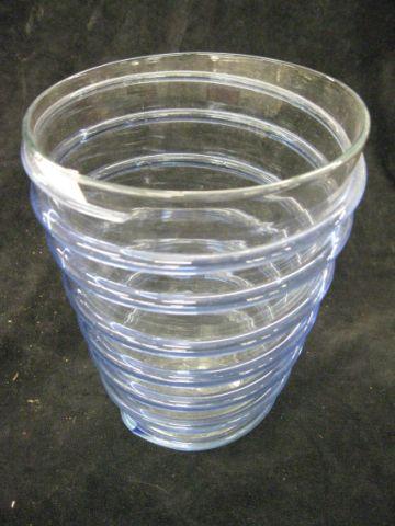 Appraisal: Art Glass Vase blue threading on clear excellent