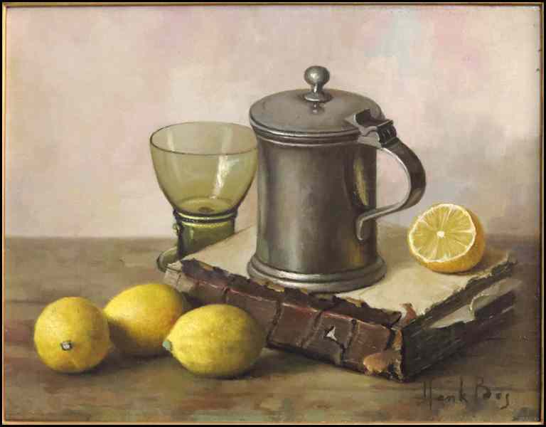 Appraisal: HENK BOS - STILL LIFE WITH LEMONS Oil on canvas