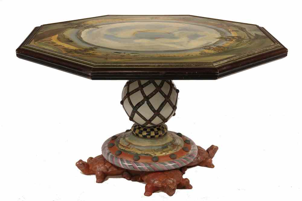 Appraisal: DECORATOR PATIO TABLE - Large Octagonal Painted Table with glazed