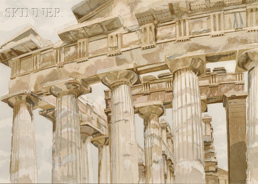 Appraisal: Philip Pearlstein American b Temple at Paestum edition of Titled