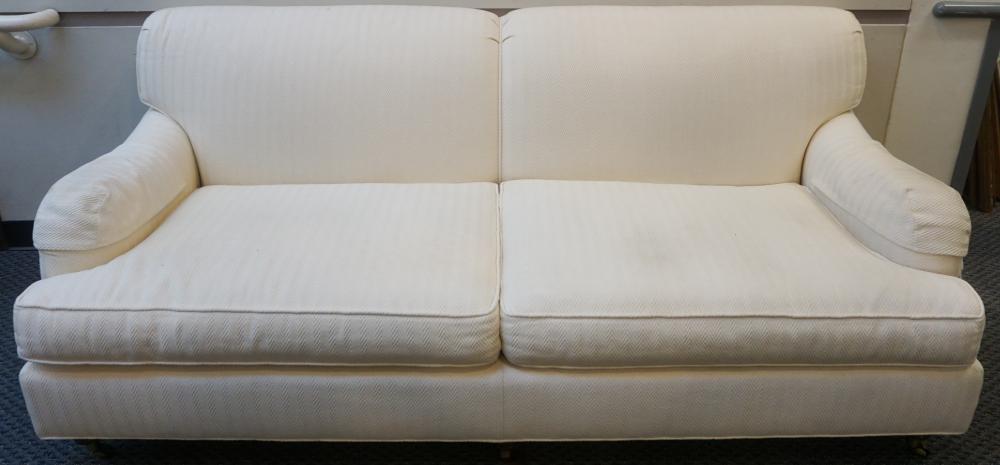 Appraisal: BAKER MILLING ROAD COLLECTION WHITE UPHOLSTERED TWO CUSHION SOFA L