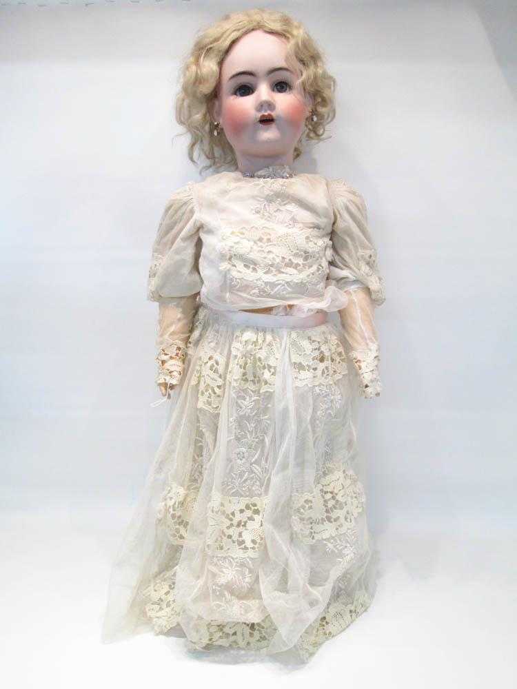 Appraisal: HANDWERCK SIMON HALBIG BISQUE SOCKET HEAD GIRL DOLL blond wig