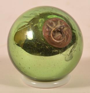 Appraisal: Antique Green Blown Glass Ball Form German Kugel - diameter