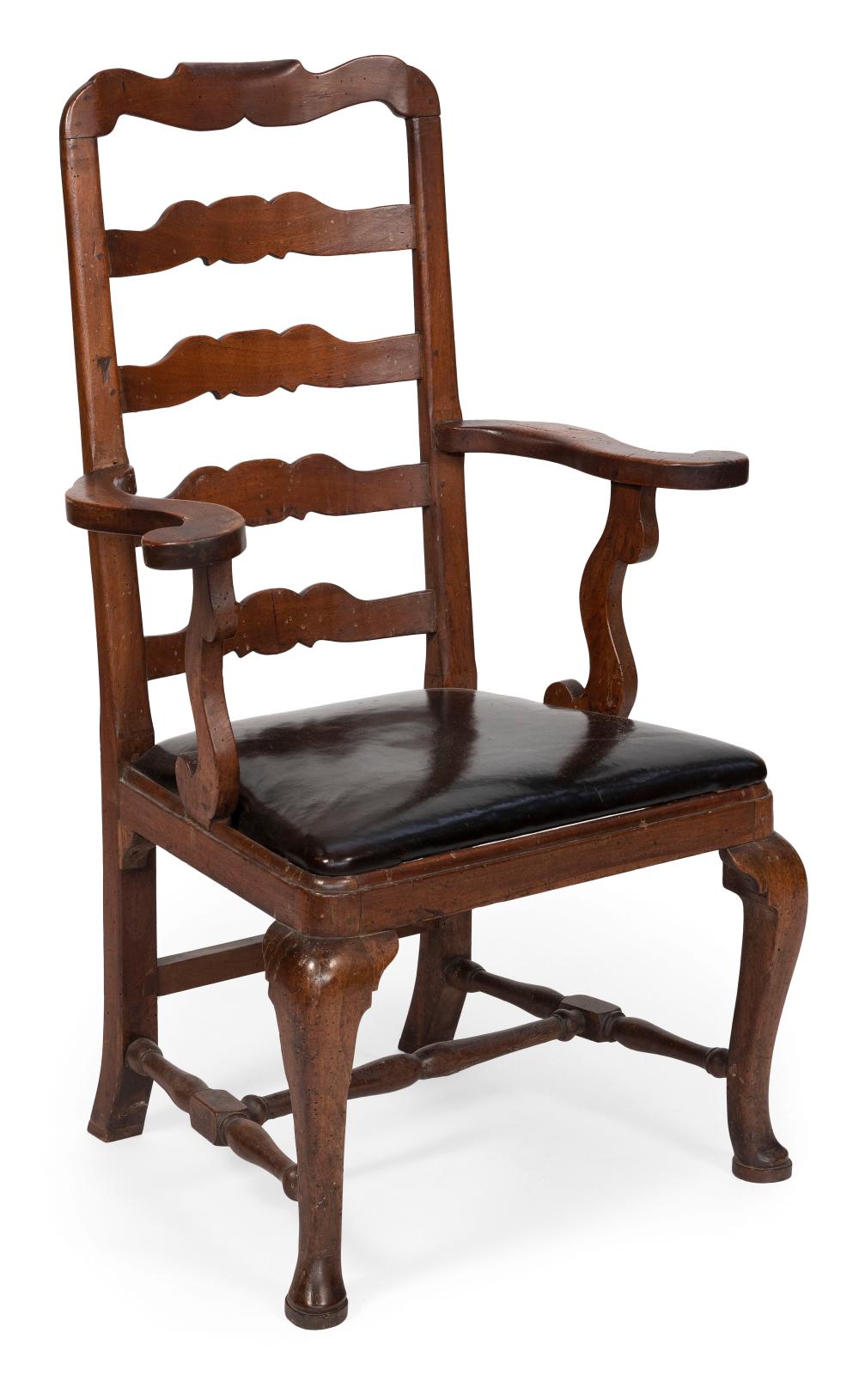 Appraisal: WALNUT ARMCHAIR POSSIBLY CANADIAN SECOND HALF OF THE TH CENTURY