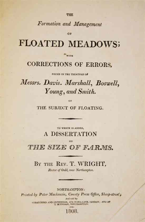 Appraisal: WRIGHT REV T THE FORMATION AND MANAGEMENT OF FLOATED MEADOWS