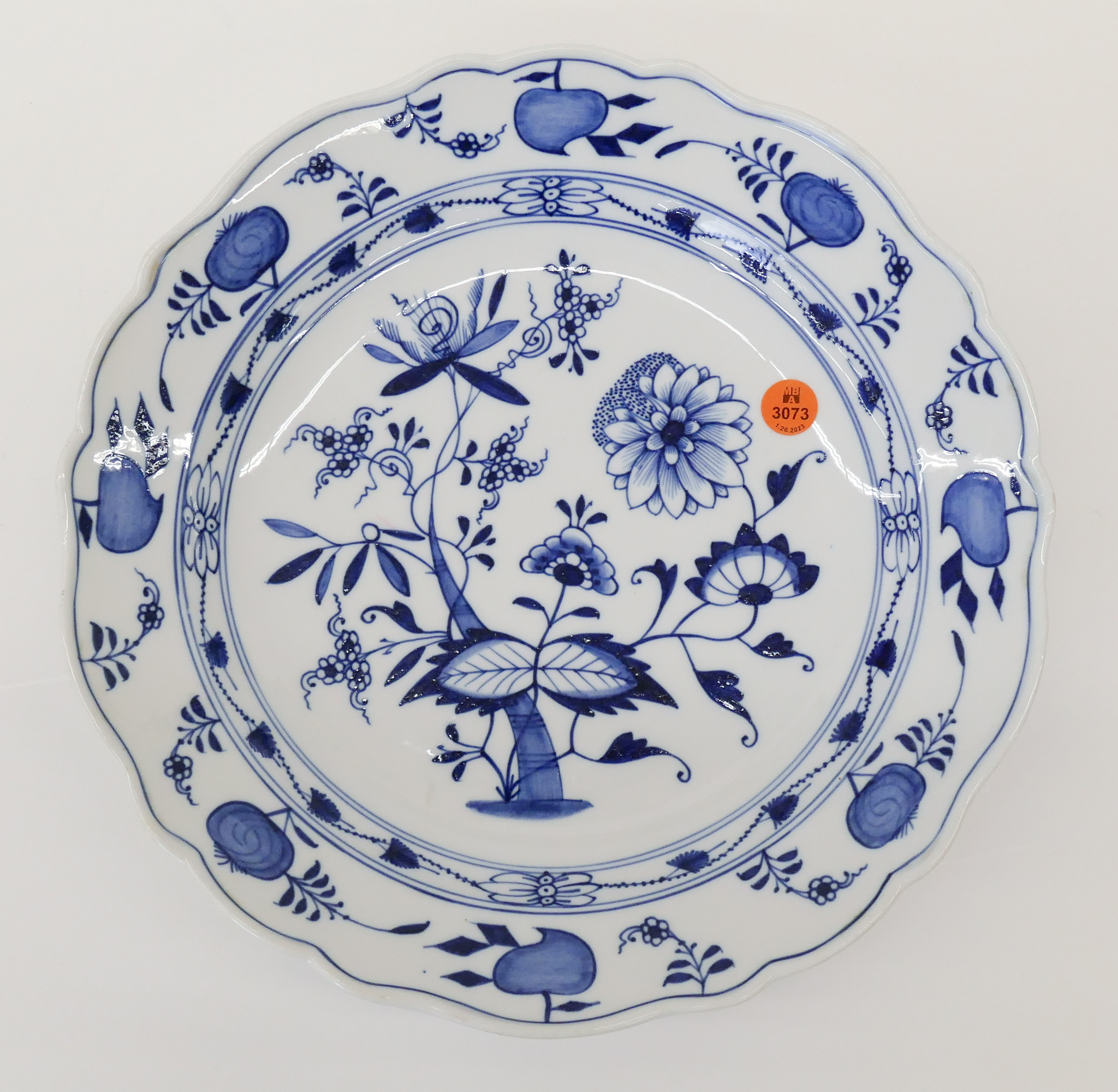 Appraisal: Meissen Blue Onion Porcelain Serving Plate Double strikes over mark