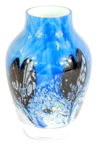 Appraisal: A Caithness blue glass Cadenza vase designed by Colin Terris