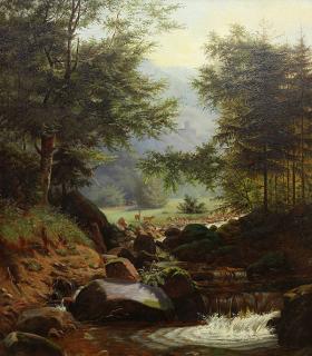 Appraisal: Painting Hermann Herzog Hermann Herzog American German - Deer by