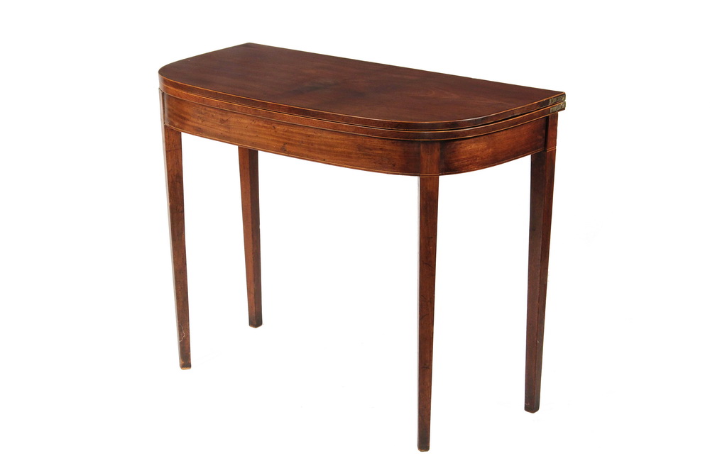 Appraisal: CARD TABLE - Hepplewhite Period Mahogany Card Table D-shaped top