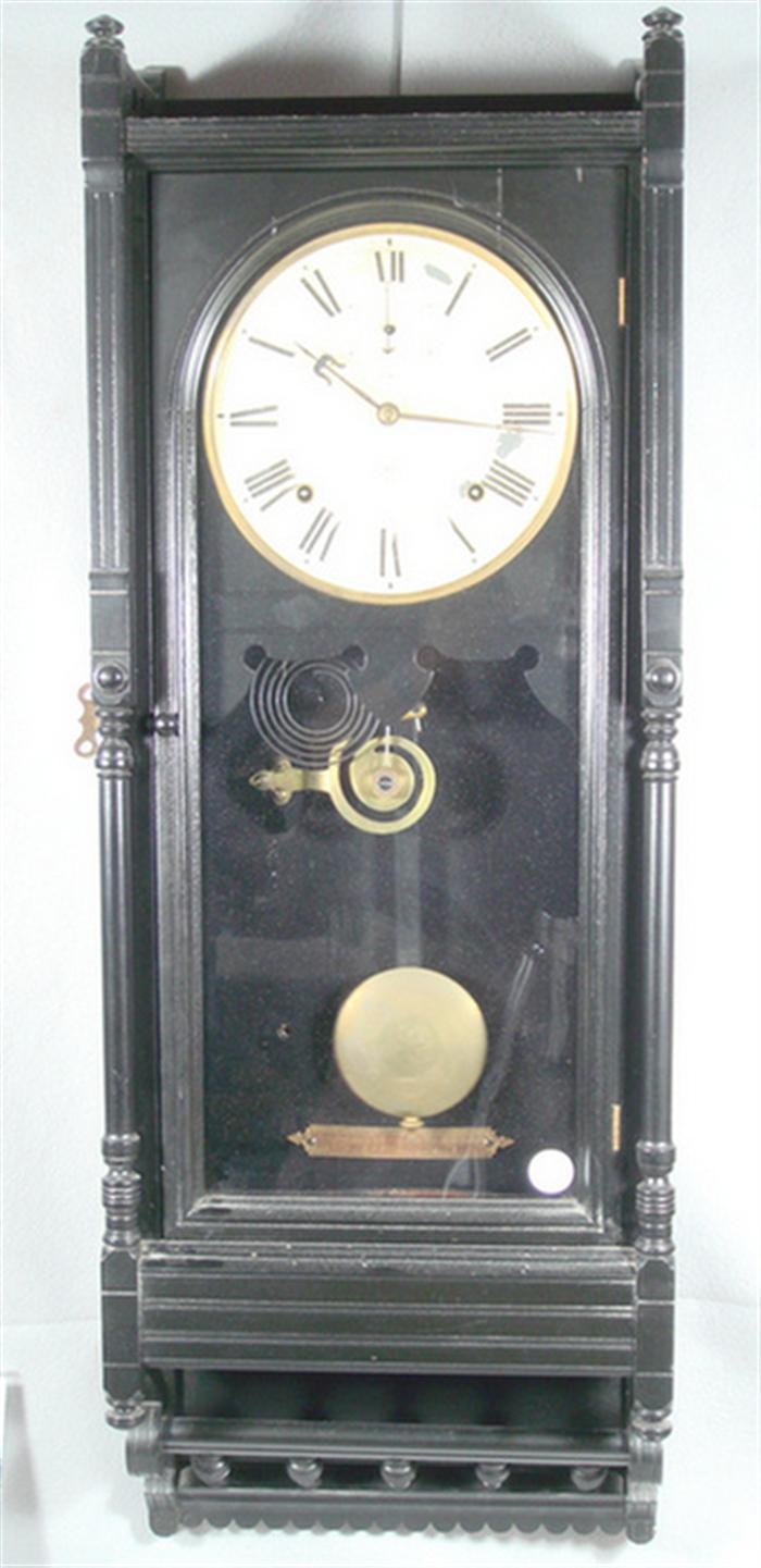 Appraisal: Seth Thomas Queen Anne ebony finished spring driven wall clock