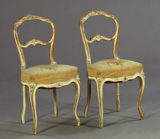 Appraisal: Pair of Louis XV-Style Beechwood Sidechairs third quarter th century