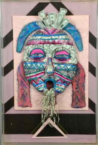 Appraisal: Hines African Money God Wall HangingDepicting an African mask in