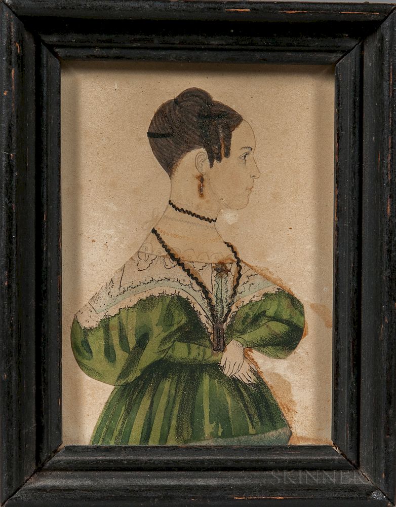 Appraisal: American School Mid- th Century Miniature Portrait of a Woman