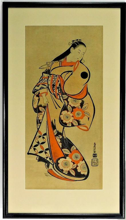 Appraisal: Kaigetsudo Anchi Portrait of a Geisha Woodblock Kaigetsudo Anchi Japan