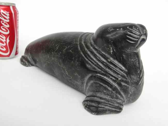 Appraisal: Inuit Eskimo Stone Sculpture seal Marked underside '' '' ''