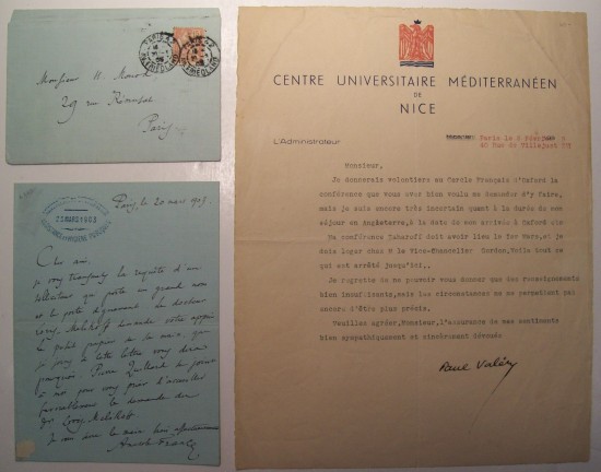 Appraisal: WRITERS--FRENCH Two items Anatole France Autograph Letter Signed Paul Vel