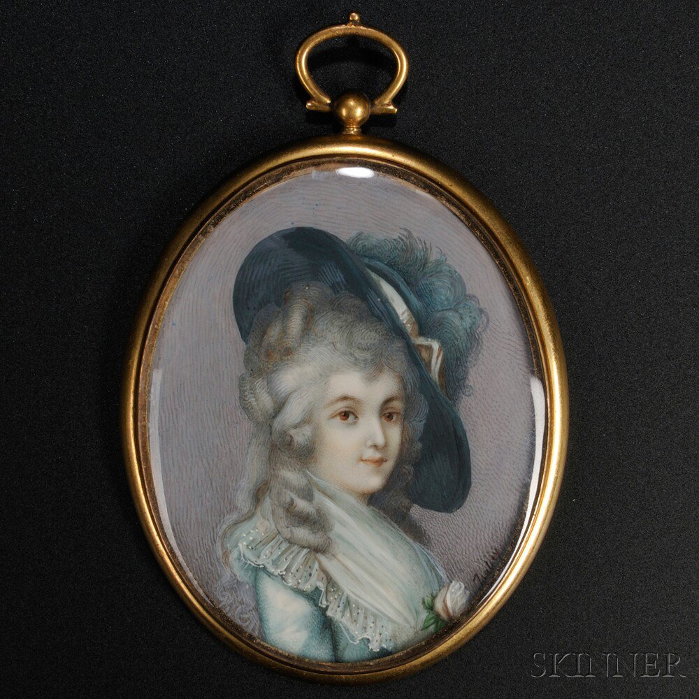 Appraisal: Portrait Miniature on Ivory of a Lady in a Blue