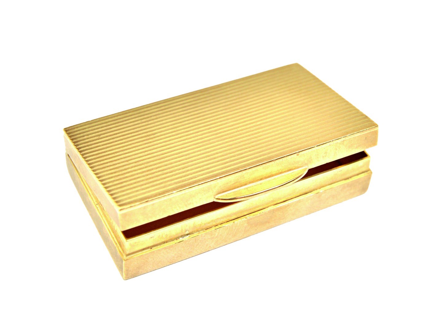 Appraisal: A ct gold rectangular hinge lidded pill box having banded