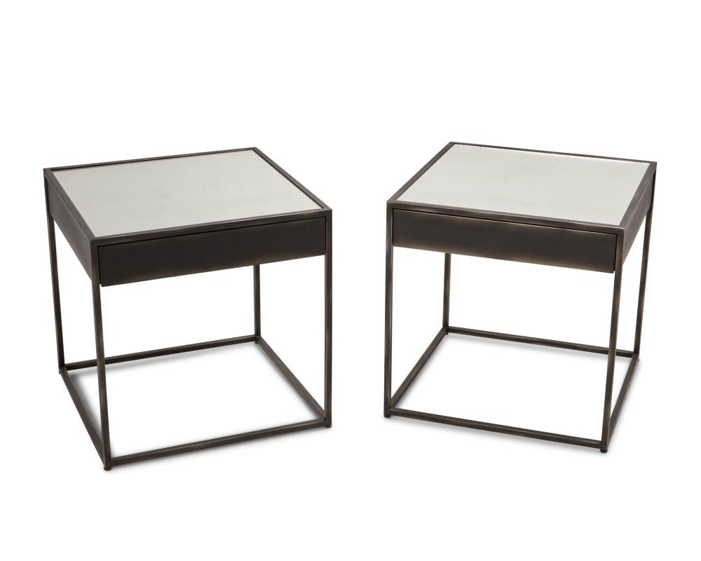 Appraisal: Two Restoration Hardware Gramercy mirrored nightstands st Century Each with