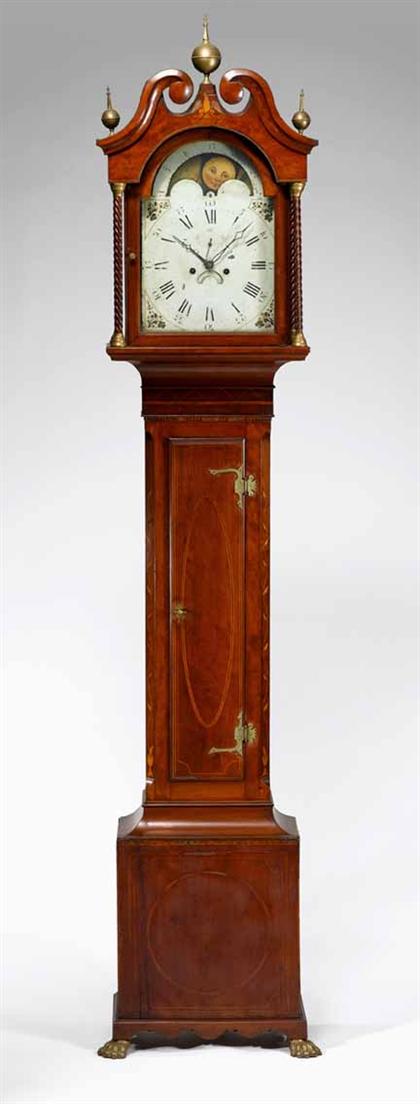 Appraisal: Federal inlaid cherry tall case clock pennsylvania early th century