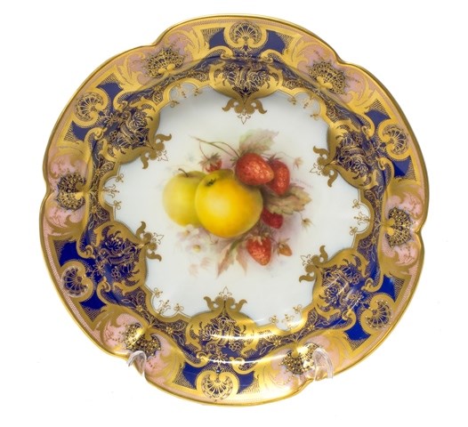 Appraisal: A Royal Worcester lobed circular dish by Richard Sebright circa