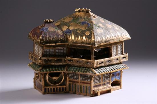 Appraisal: JAPANESE SATSUMA PORCELAIN MODEL OF HOUSE Box in form of