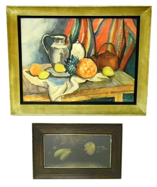 Appraisal: Two still lifes th C watercolor depicting still life of