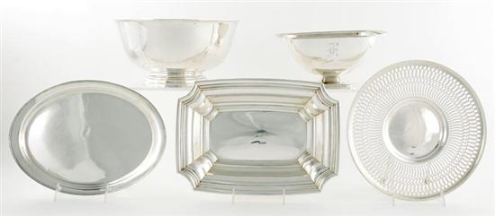 Appraisal: American sterling punch bowl and serving dishes International Paul Revere