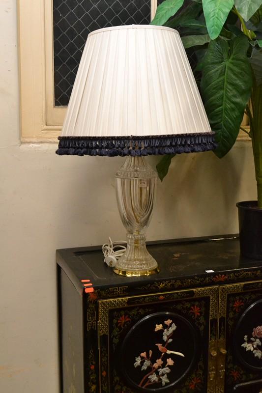 Appraisal: A CRYSTAL LAMP BASE WITH SHADE A CRYSTAL LAMP BASE