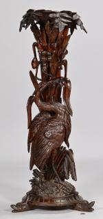 Appraisal: Carved Black Forest Fern Stand Black Forest or Meiji carved