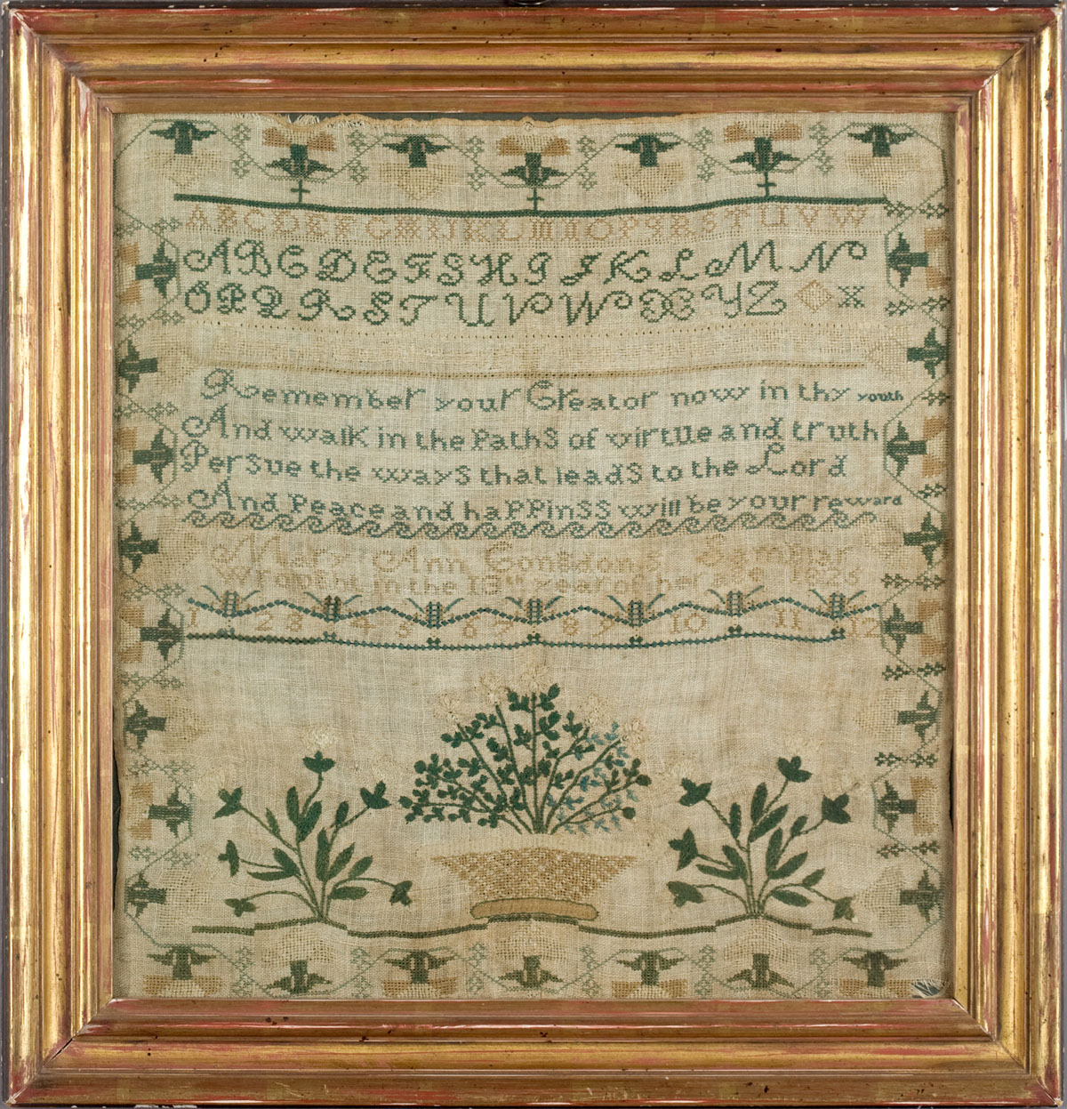 Appraisal: MARY ANN CONGDON'S SAMPLER WROUGHT IN THE TH YEAR OF