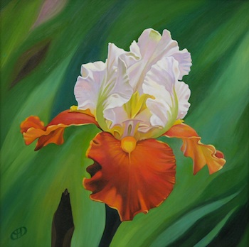 Appraisal: Nina Us'kina Russian Contemporary Iris ca Oil on canvas monogramed