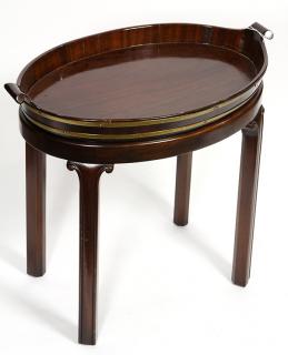 Appraisal: George III mahogany tray on stand George III mahogany tray