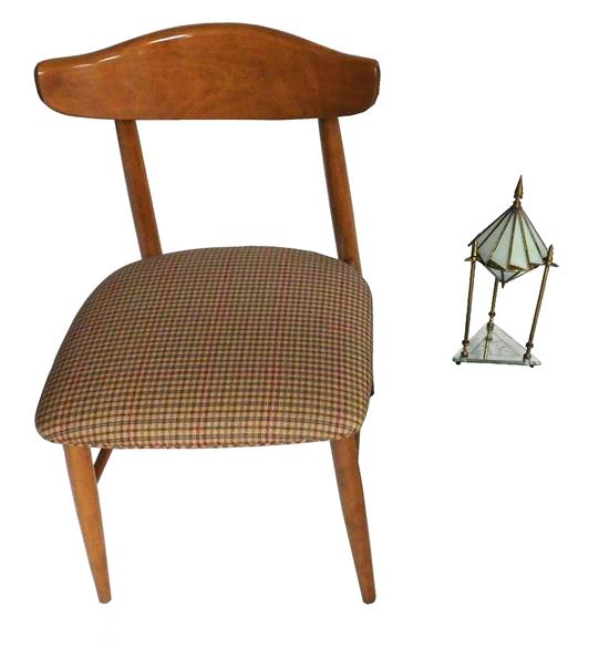 Appraisal: th C table lamp and chair table lamp with Art