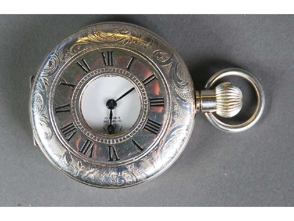 Appraisal: BOODLE AND DUNTHORNE SILVER DEMI HUNTER POCKET WATCH with keyless