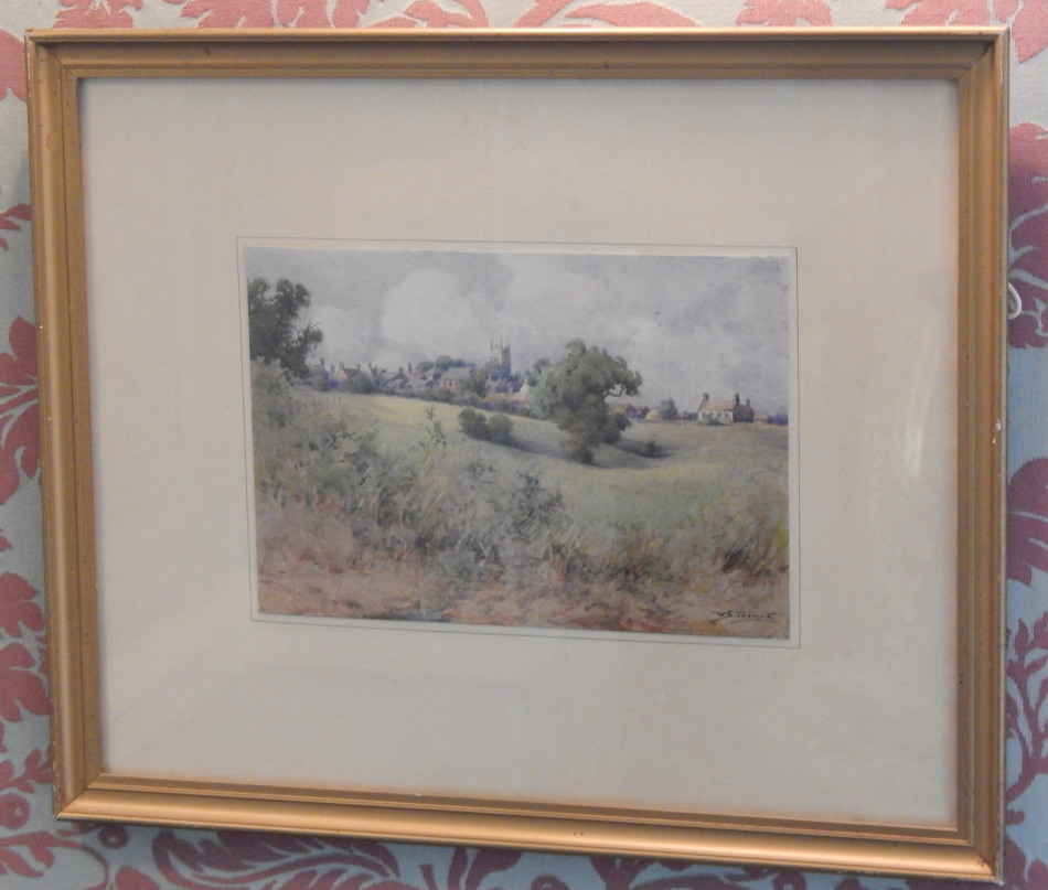 Appraisal: William Bartol Thomas - Country landscape with village church watercolour