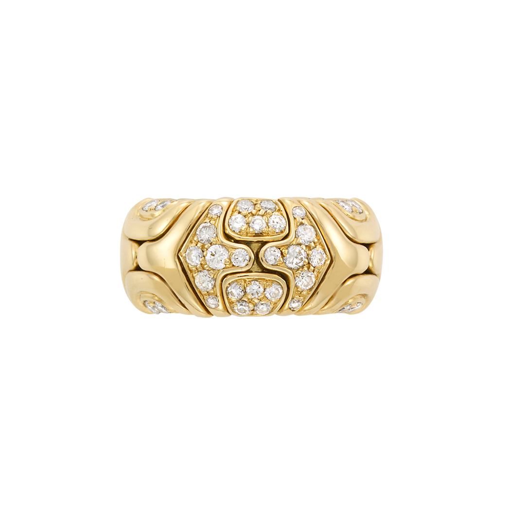 Appraisal: Gold and Diamond 'Alveare' Band Ring Bulgari kt round diamonds