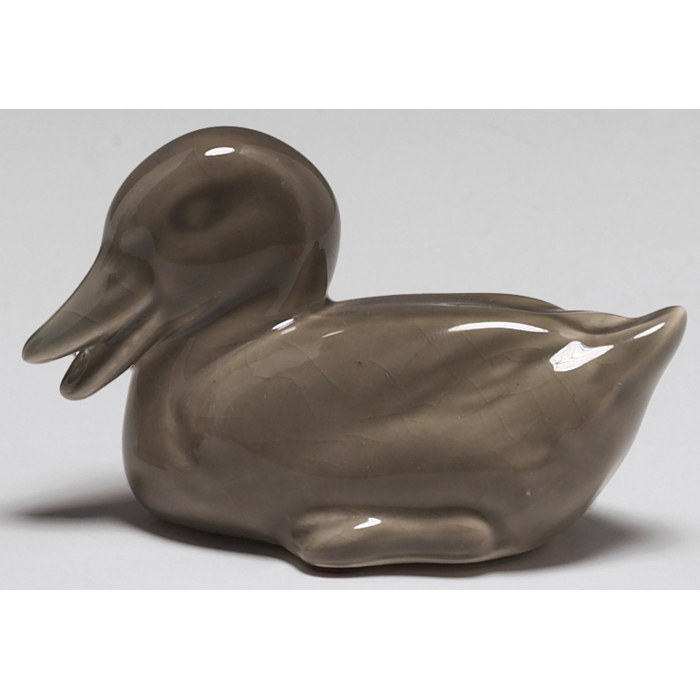 Appraisal: Rookwood paperweight duck under a gray glaze w x h