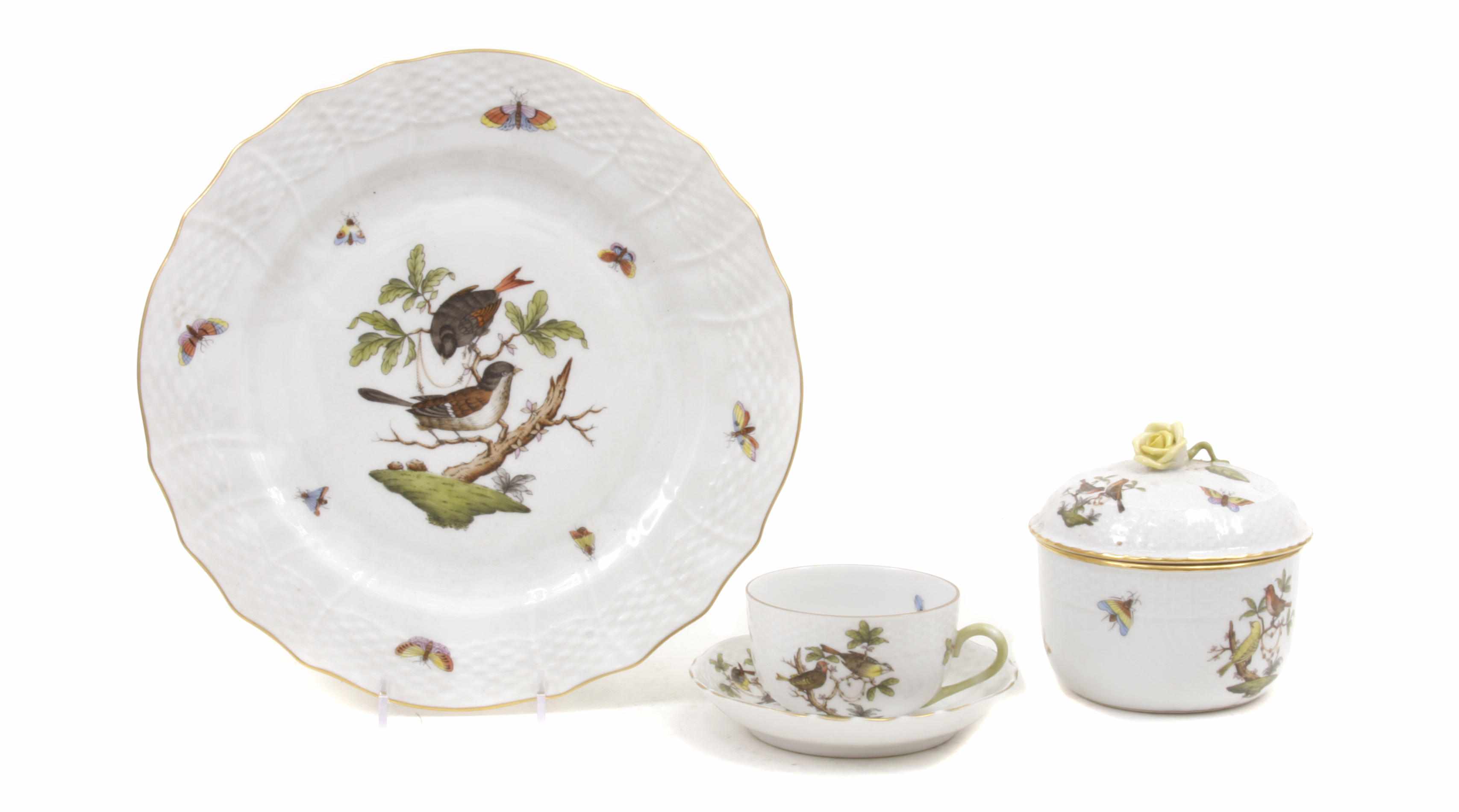 Appraisal: A Herend porcelain part dinner service in the Rothschild Bird