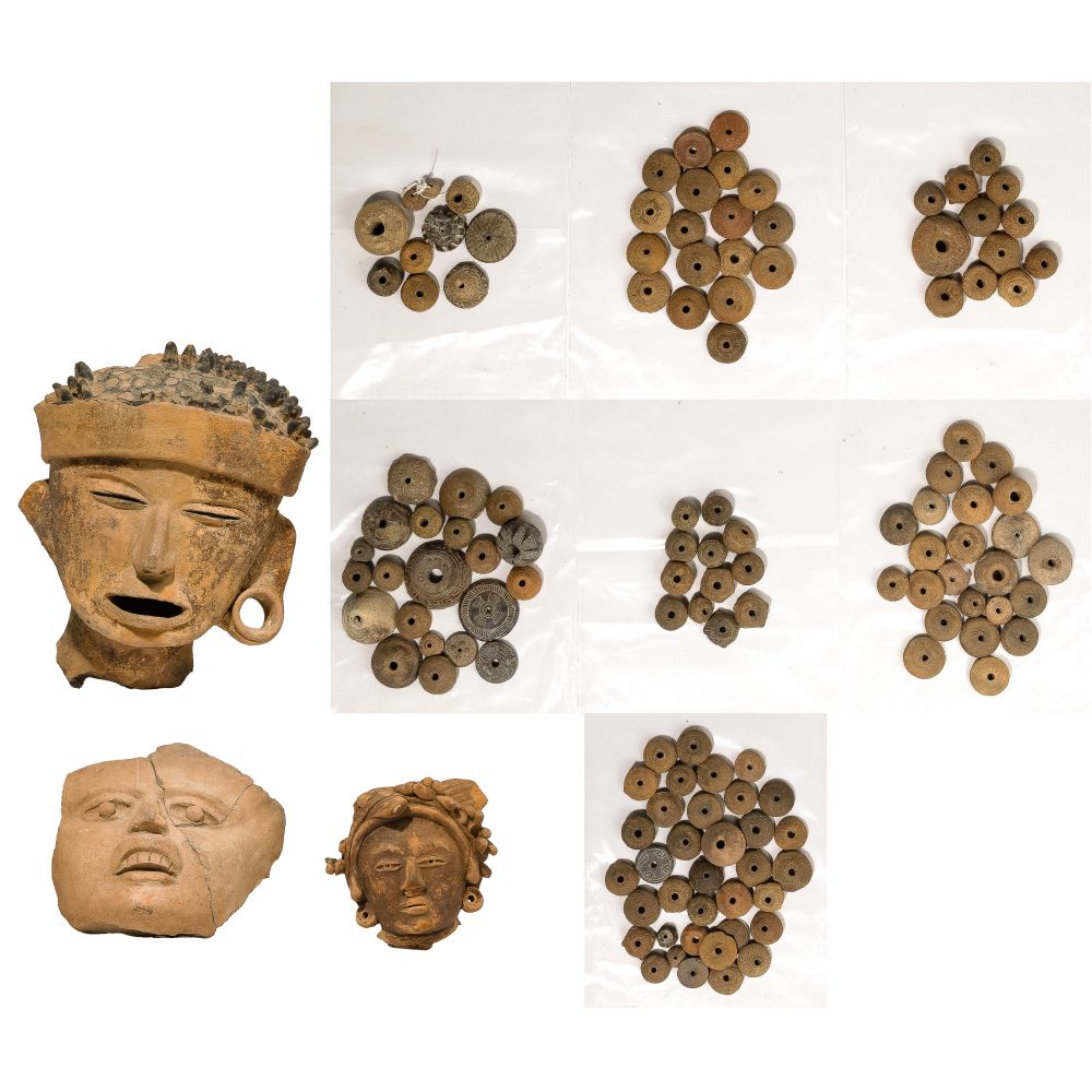 Appraisal: PRE-COLUMBIAN VERACRUZ TERRACOTTA HEAD FRAGMENT ASSORTMENT items including a larger