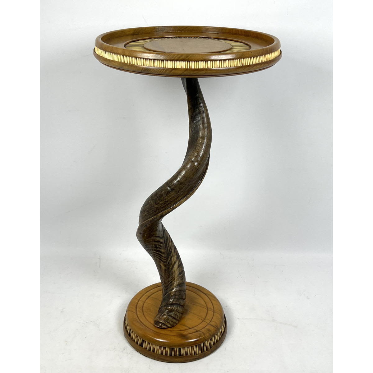 Appraisal: Unique Custom Design Side Table Pedestal Stand Horn Stem with